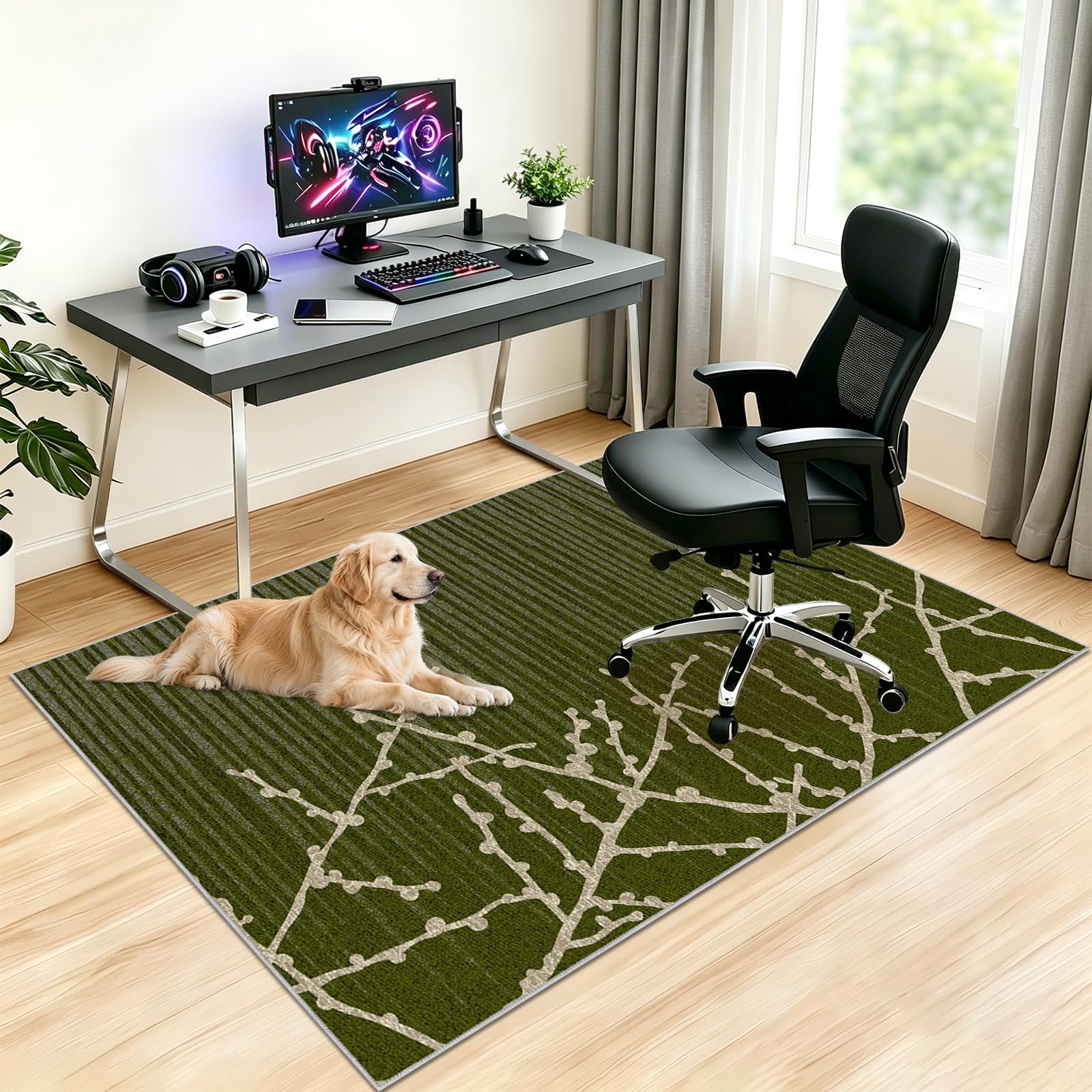Alfombra Protector Suelo Silla Ruedas Alfombra Silla Ruedas Gaming Alfombra Silla Gaming Protector Suelo Protector Suelo Silla Suelo Duro Alfombrilla Protectora para Suelo Verde 100x130cm