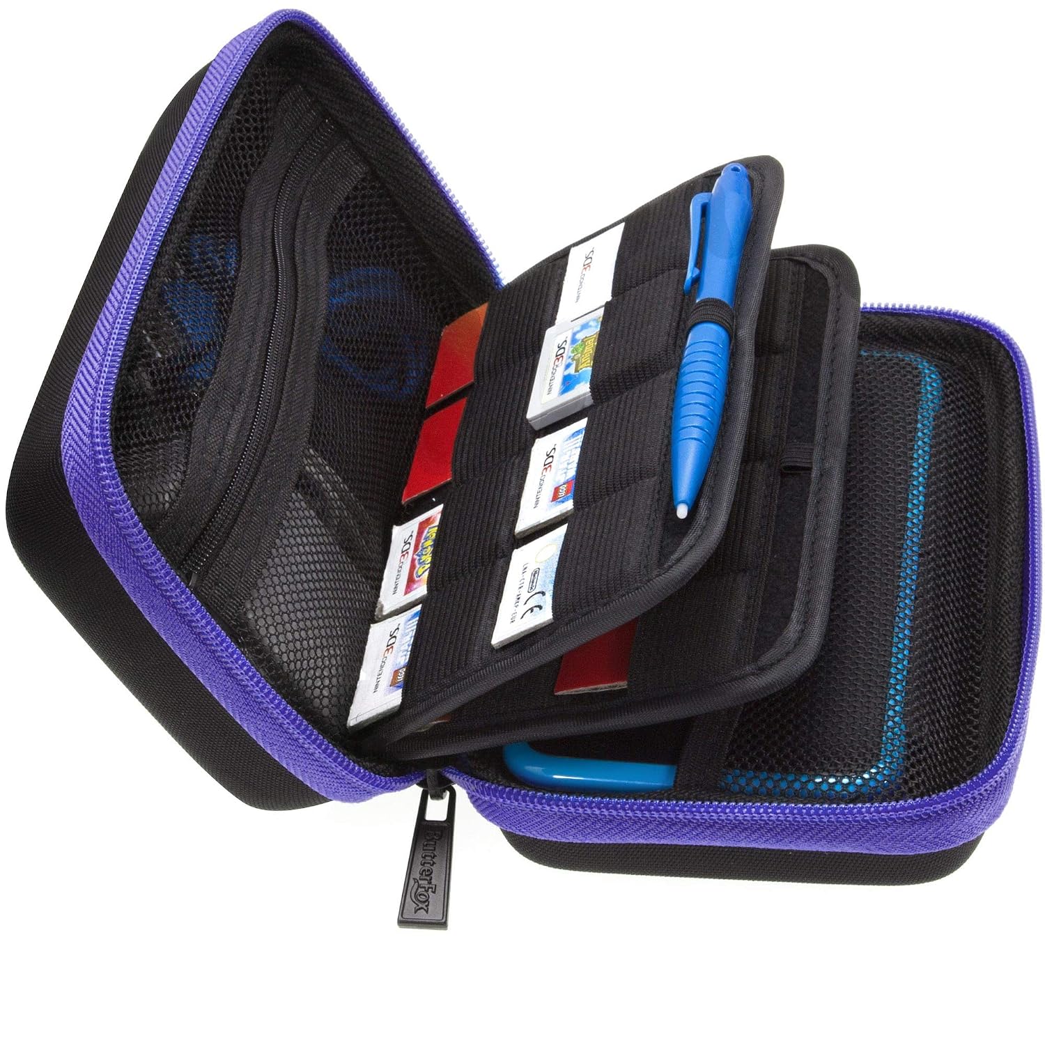 ButterFox Carry Case For Nintendo 3DS XL and 2DS XL + Large Stylus and 24 Game Cartridge Holders - Black