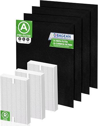 Bagean HPA300 Filter R Compatible with Honeywell Air Purifier Filter Replacement - HRF R3 A Fits HPA5300B - H13 True HEPA with Carbon Filters 99.98% Particles & Purifies Air 3 HEPA + 4 Carbon