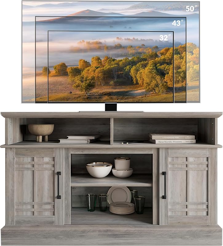 BELLEZE 48" Norrell TV Stand & Media Entertainment Center - Gray Wash image 6