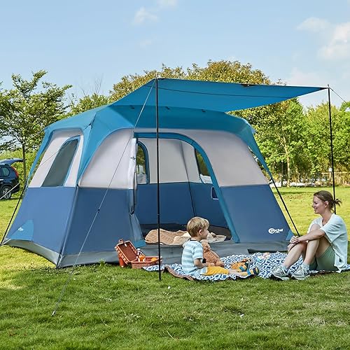PORTAL 6  8  10 Person Family Camping Tent with Porch, Big Family Camping Tent with Tall Height, Good Ventilation, Water Resitant Large Tent for