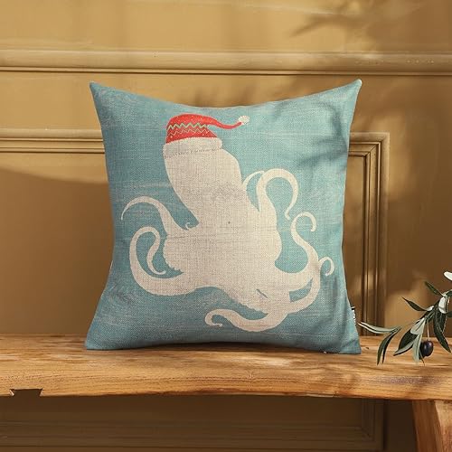 Miniatura 2 de TRENDIN PL1111TR - Funda de almohada con texto en inglés "Merry Christmas", 18 x 18 pulgadas, decoración para sofá, sillón, color rojo