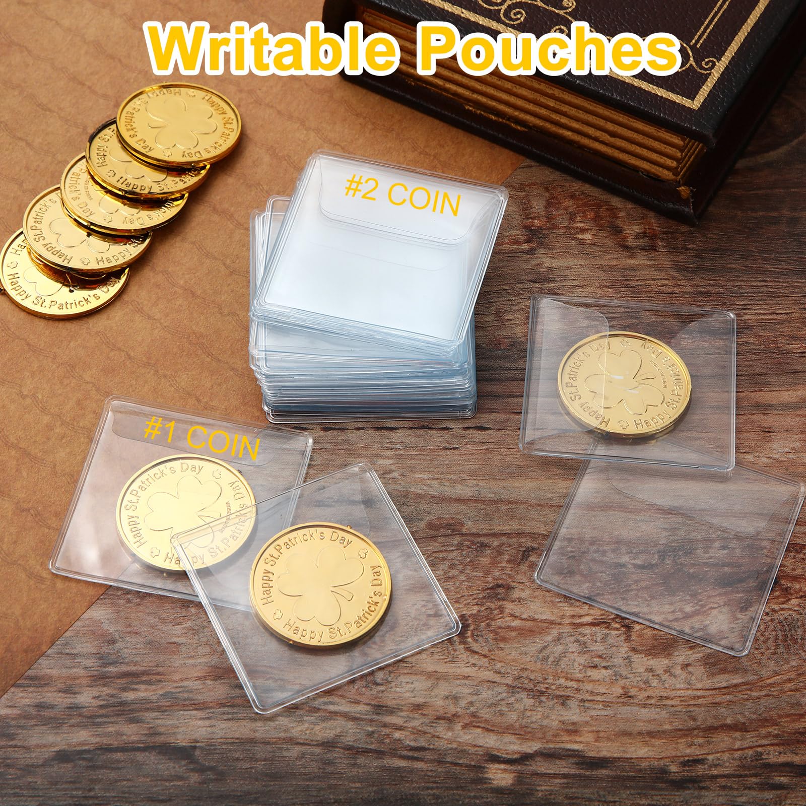 Amazon.com: Fainne 50 件單口袋硬幣套收集器個人透明塑膠套筒小型塑膠硬幣夾袋單個保護套適用於珠寶收納, 透明, 方形: 辦公用品