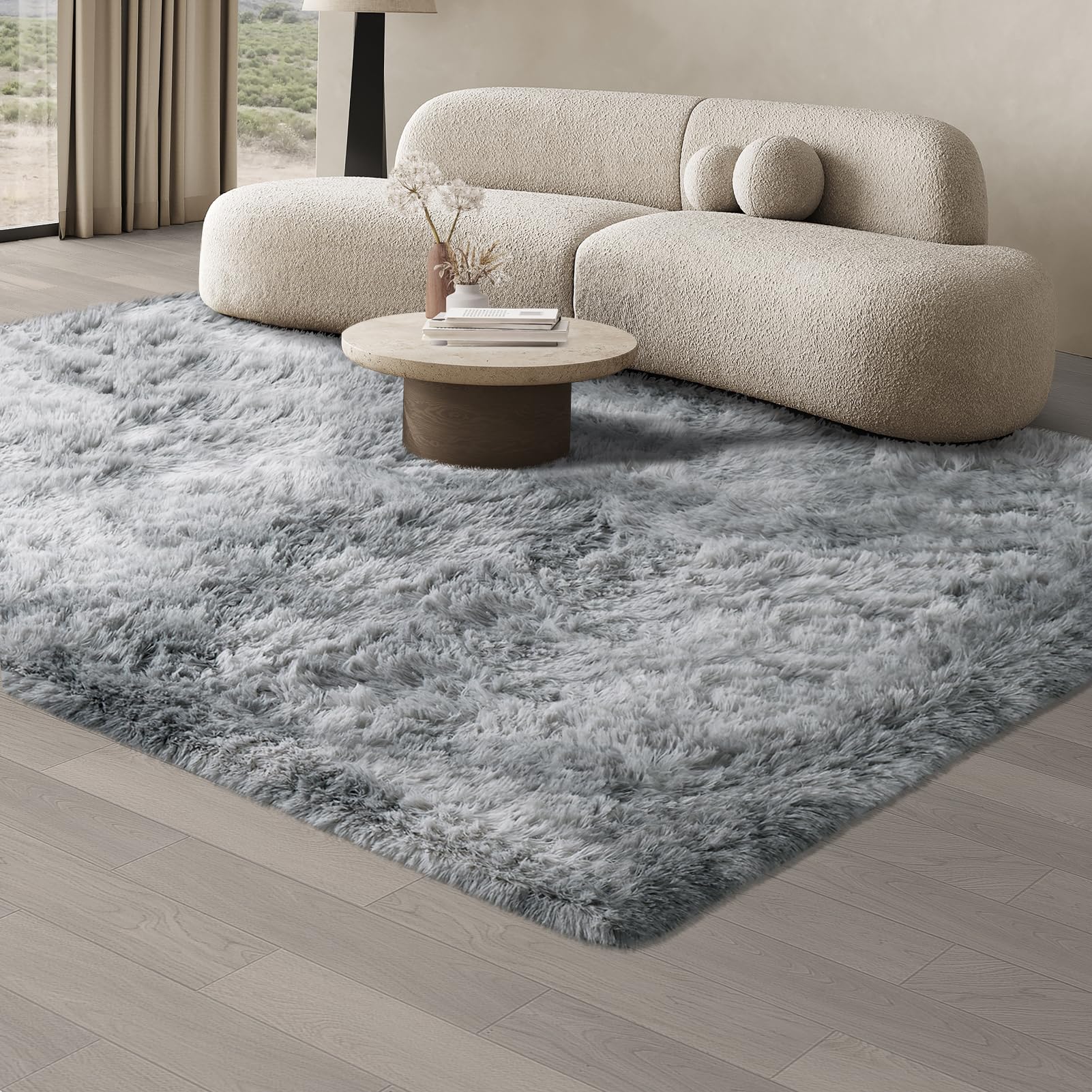 JOJOSEE Rugs Living Room, 160 x 230 cm Grey Area Rug, Anti Slip Soft Fluffy Shaggy Extra Large Floor Carpets Mat for Bedroom, Nursery Bedside (Light Grey, 160x230cm)