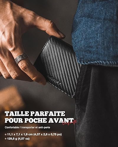 Miniatura 5 de DUGRAFT Billetera plegable plegable para hombre, soporte delgado de cuero para tarjetas de crédito con cremallera, minimalista, para mujer