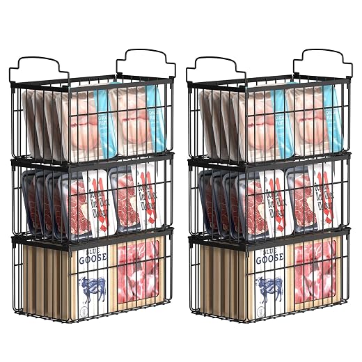 Freezer Organizer Bins, 6 Pack Big Baskets for 5/ 7 Cu.FT Deep Freezer