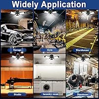 Vista 7 de Luz LED para garaje, 80 W, 8000 lúmenes, luces de techo con 3 paneles ajustables, lámpara LED de 6500 K, luz blanca de día, luces LED para garaje