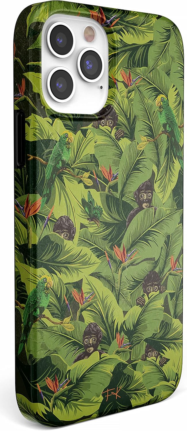 Casely iPhone 12 Pro Max Case | Sneaky Monkeys | Frida Kahlo Jungle Floral | Classic Ultra Slim Design
