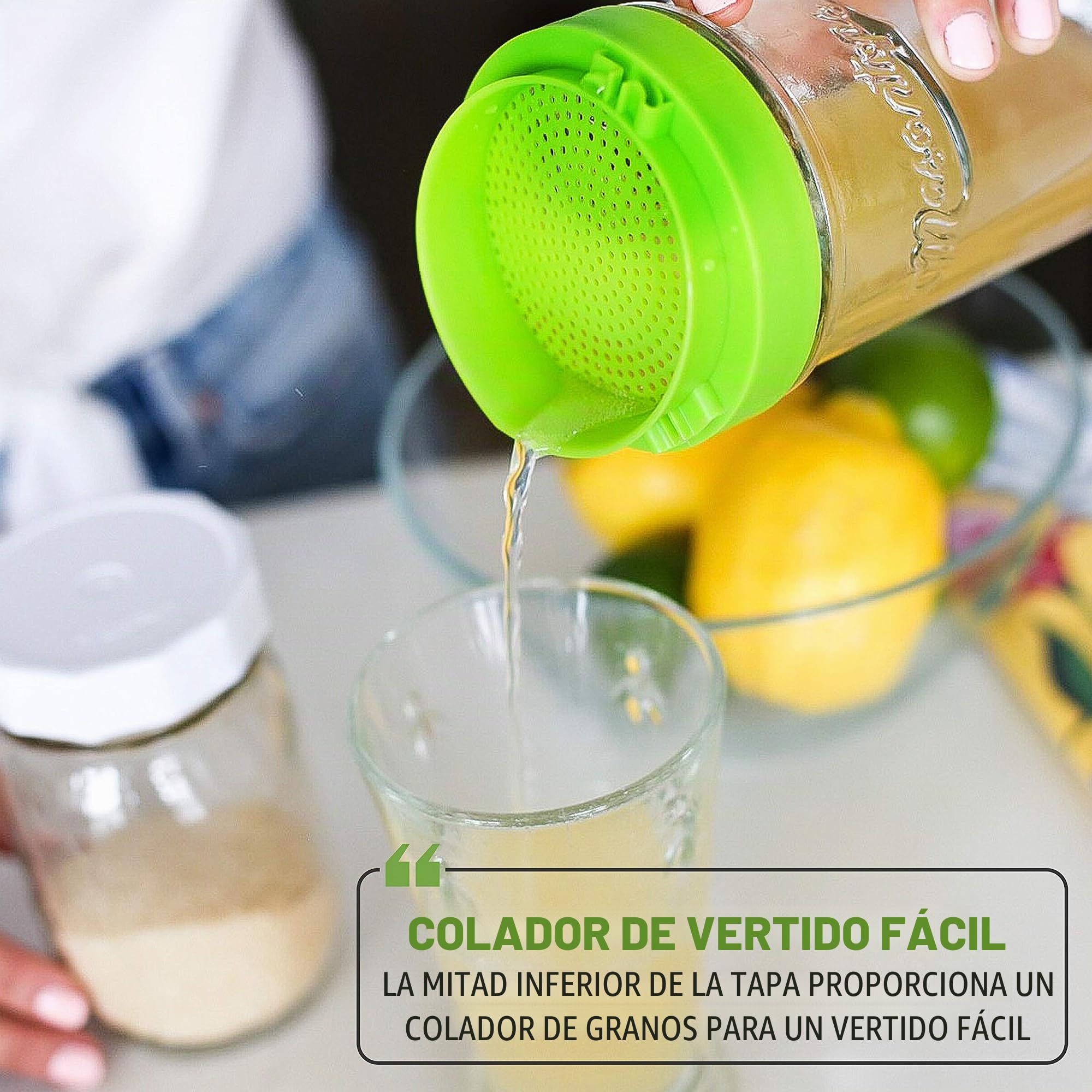 Masontops - Tapa de kefir - Tapas de tarro de albañil de gran apertura - Escurridor de granos de cultivo vivo - Kit de principiante para fermentación en casa - 2 lotes