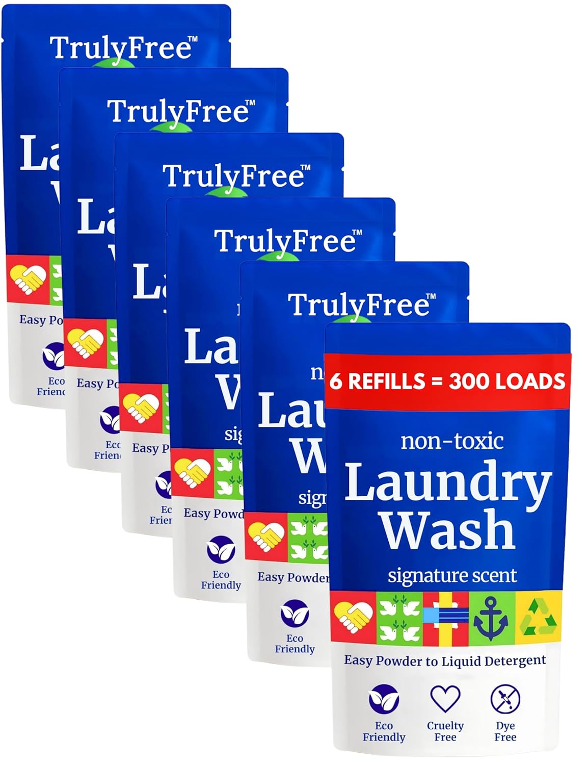 Truly Free Natural Laundry Detergent for Sensitive Skin Eco Friendly Plant Based Baby Clothes Safe Clean Easy Powder