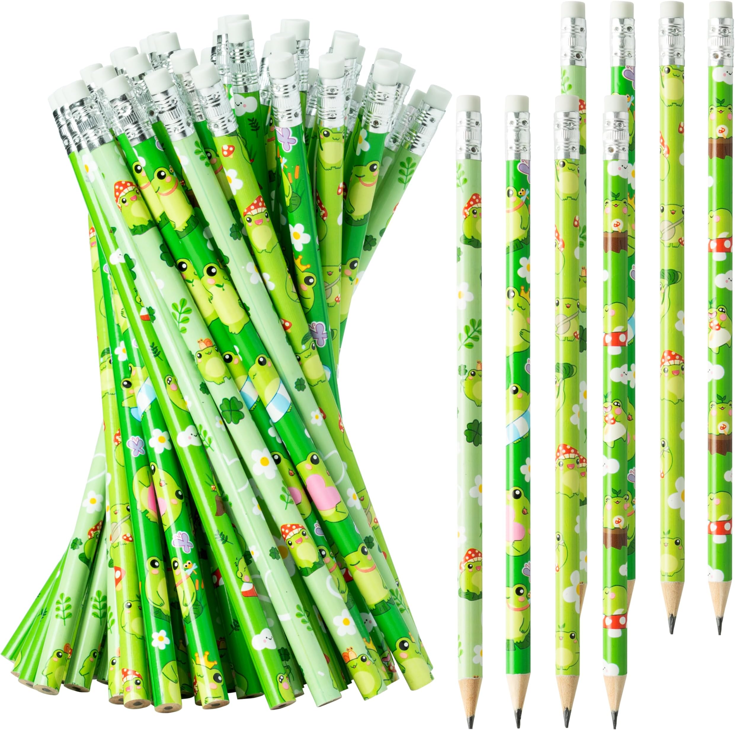 60Pcs Frog Pencils with Eraser - Summer Frog #2 HB Pencils, Back to School Classroom Student Rewards, Back to School Office Supplies, Party Goodie Bag Fillers Stuffers, Birthday Party Favors