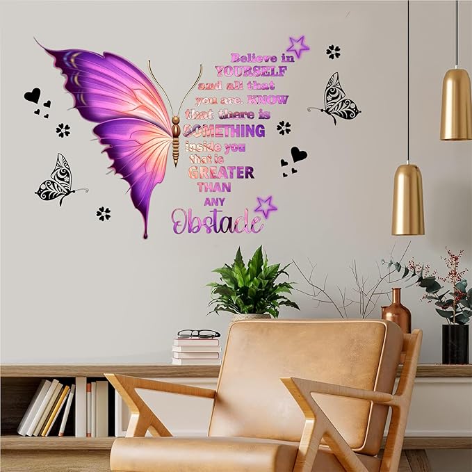 DREAM DECALS Large Inspirational Butterfly Wall Stickers Motivational