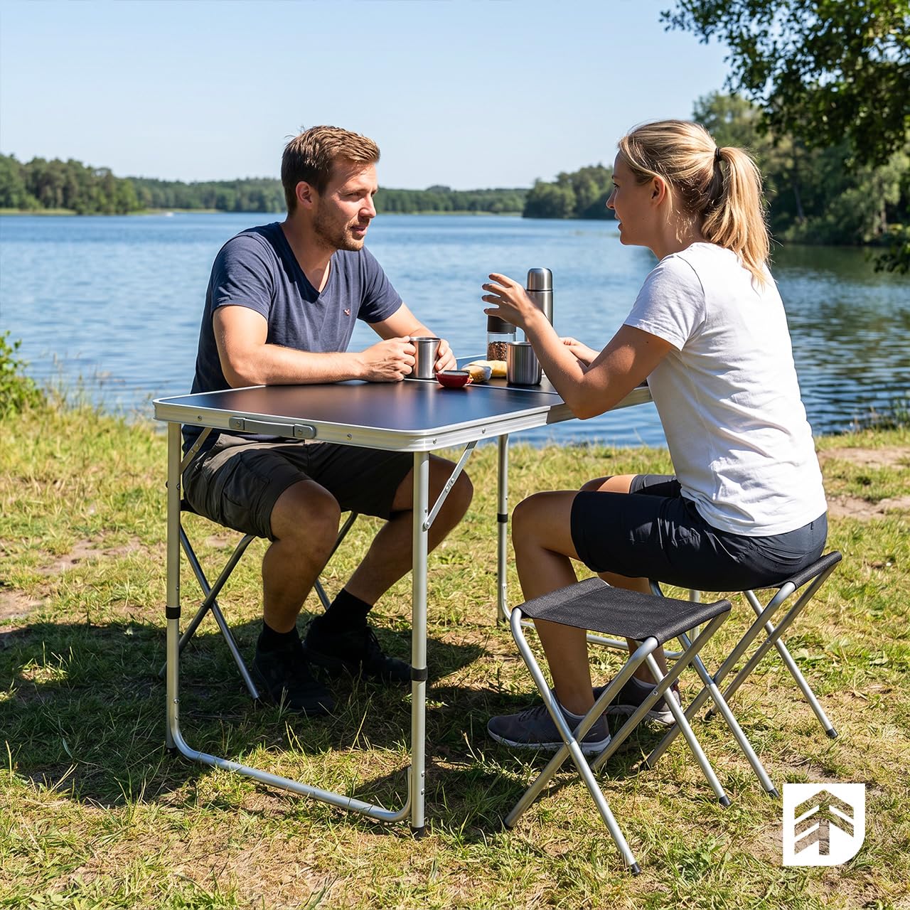 MalTec Wandertisch Klappbarer Campingtisch Koffer Camp 120 Set Set mit 4 Stühlen