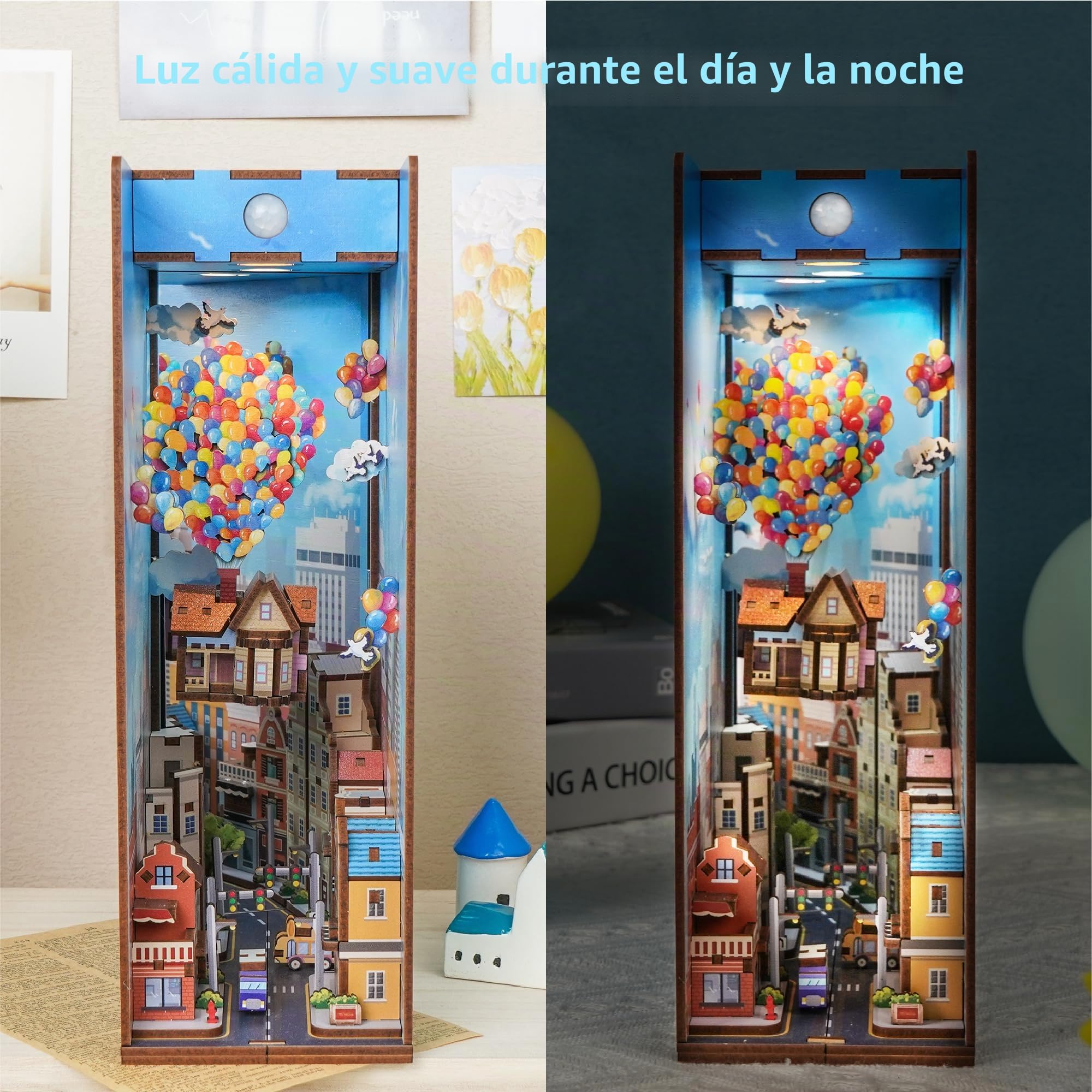 Tonecheer Book Nook Kit DIY Modelo de Montaje 3D Puzzle de Madera para Adultos Construye un Kit de Casa en Miniatura Kit de Manualidades con Luz Regalos Personalizados (Viajando con el Viento)