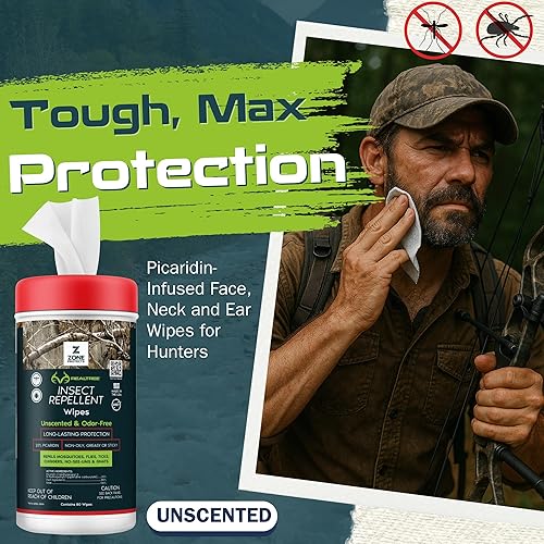 Miniatura 2 de Zone Realtree - Toallitas repelentes de insectos con picaridina para cazadores 80 toallitas con infusión de picaridina perfectas para manos, cara,
