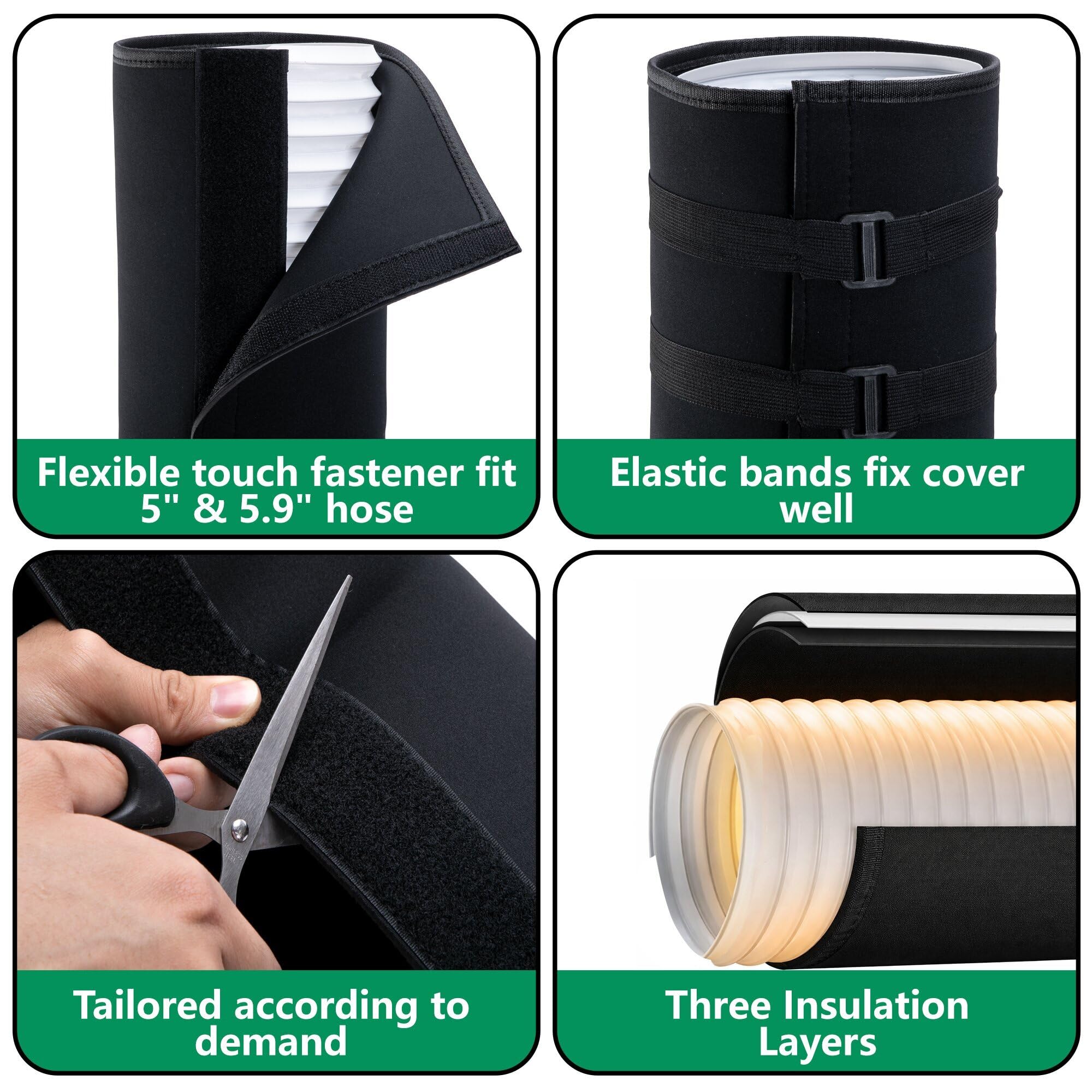 Couvre-tuyau de 150X50CM pour climatiseurs portables - Protection de tuyau AC - Protection de tuyau de climatisation lavable - Housse de protection isolée pour canal de 5 et 5,9 pouces de diamètre