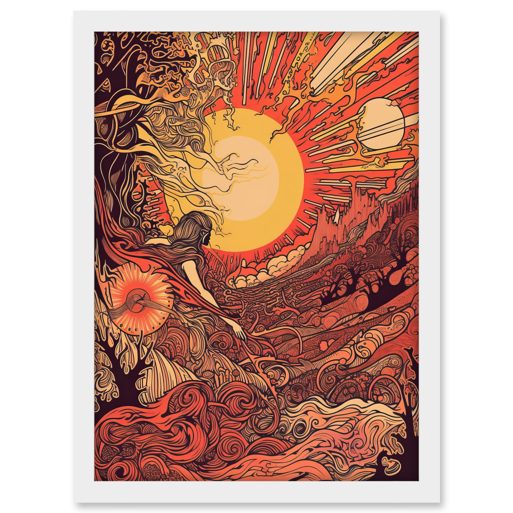 Artery8 Venus Sunset Fantasy Landscape Illustration Artwork Framed A3 Wall Art Print