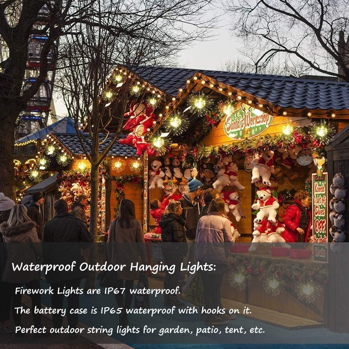 FOOING 6 Pack Firework Lights Led Copper Wire String Lights 8 Modes Battery Operated Fairy Lights with Remote,Wedding Decorative Hanging Light for Party Patio (Warm White)