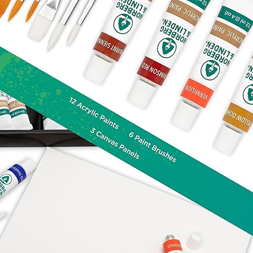 Miniatura 9 de Norberg & Linden Juego de pintura acrílica, juegos de lienzo y pintura acrílica para adultos, adolescentes y niños, incluye 24 colores vivos, 3