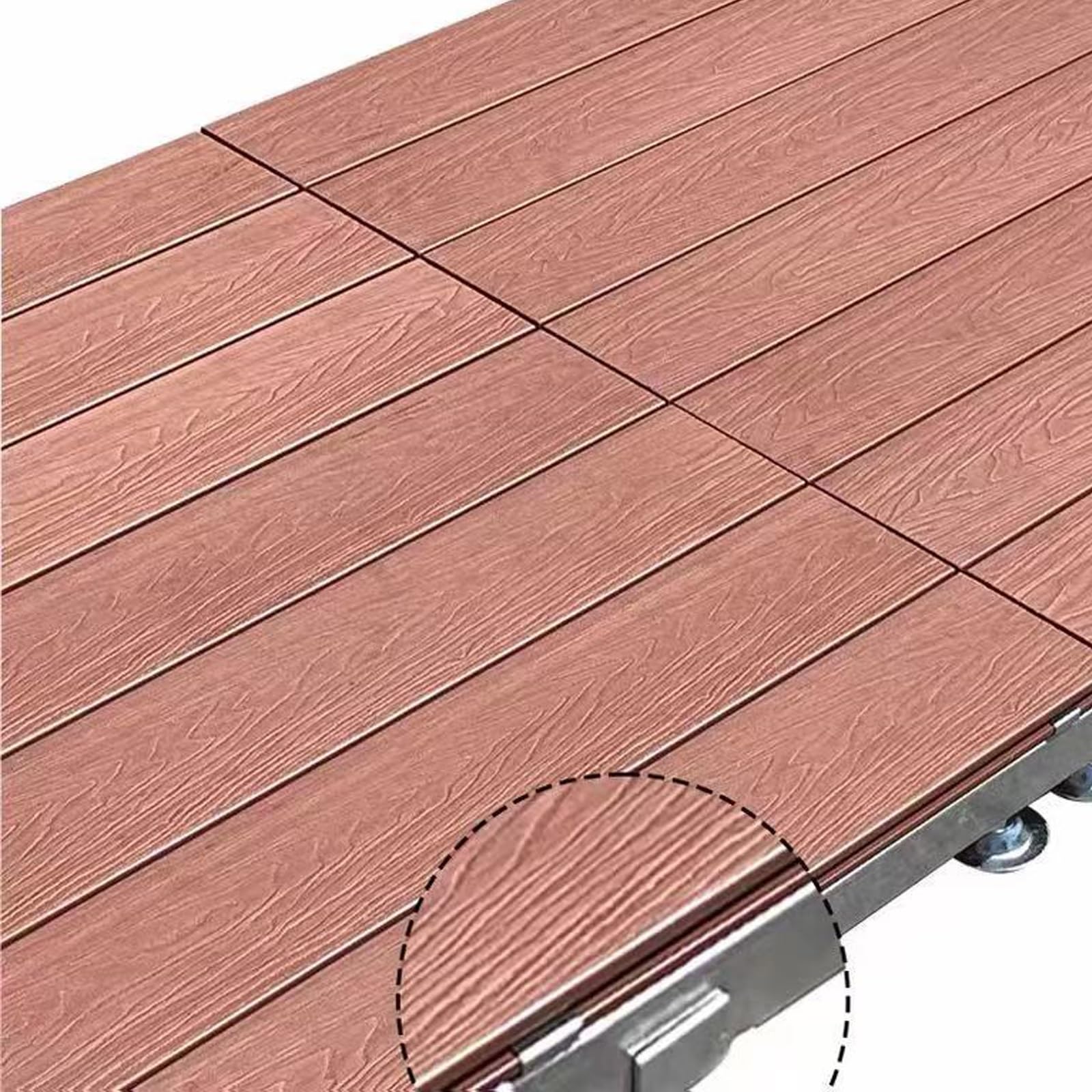 Zewnętrzna kompozytowa platforma tarasowa z drewna, podniesiony panel | Z regulowanymi metalowymi nóżkami, wodoodporne na każdą pogodę, do ogrodu przydomowego (kolor Redwood)