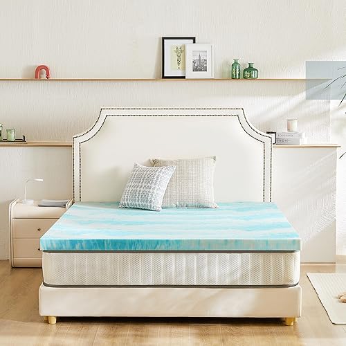 NEWBULIG Cubrecolchón de espuma viscoelástica tamaño individual, cubrecolchón de gel ventilado de 2 pulgadas de grosor, almohadilla de espuma de