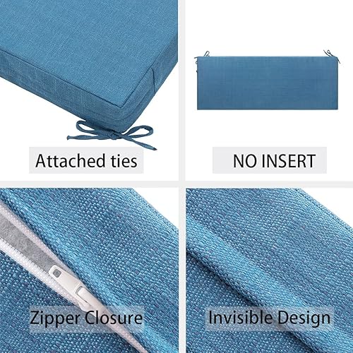 Miniatura 115 de FUNHOME Funda de cojín de banco para exteriores de 42 x 18 x 3 pulgadas, funda impermeable con cremallera y lazos, funda resistente a la Medalla
