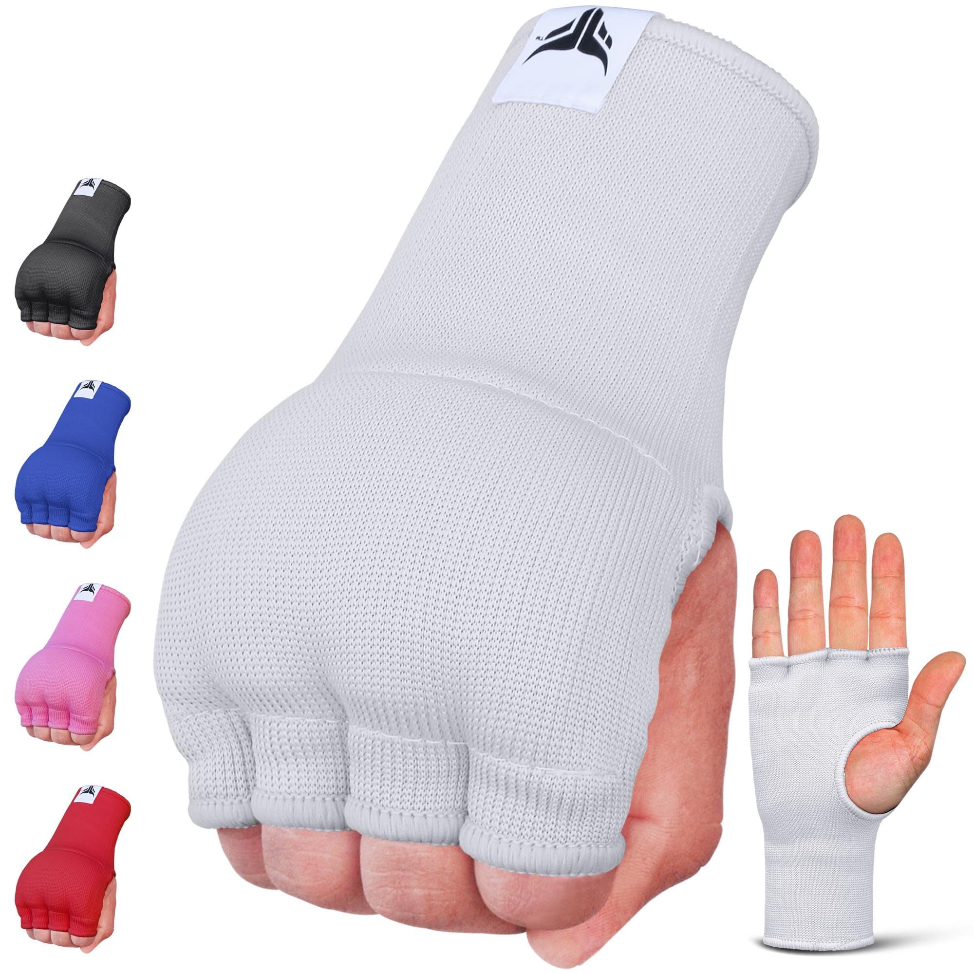 Mytra Fusion Inner Gloves Elastic Quick Easy Gel Padded Boxing Hand Wraps for Men & Women Boxing Wraps for MMA, Muay Thai, Kickboxing, Punching and Martial Arts (White, L/XL)