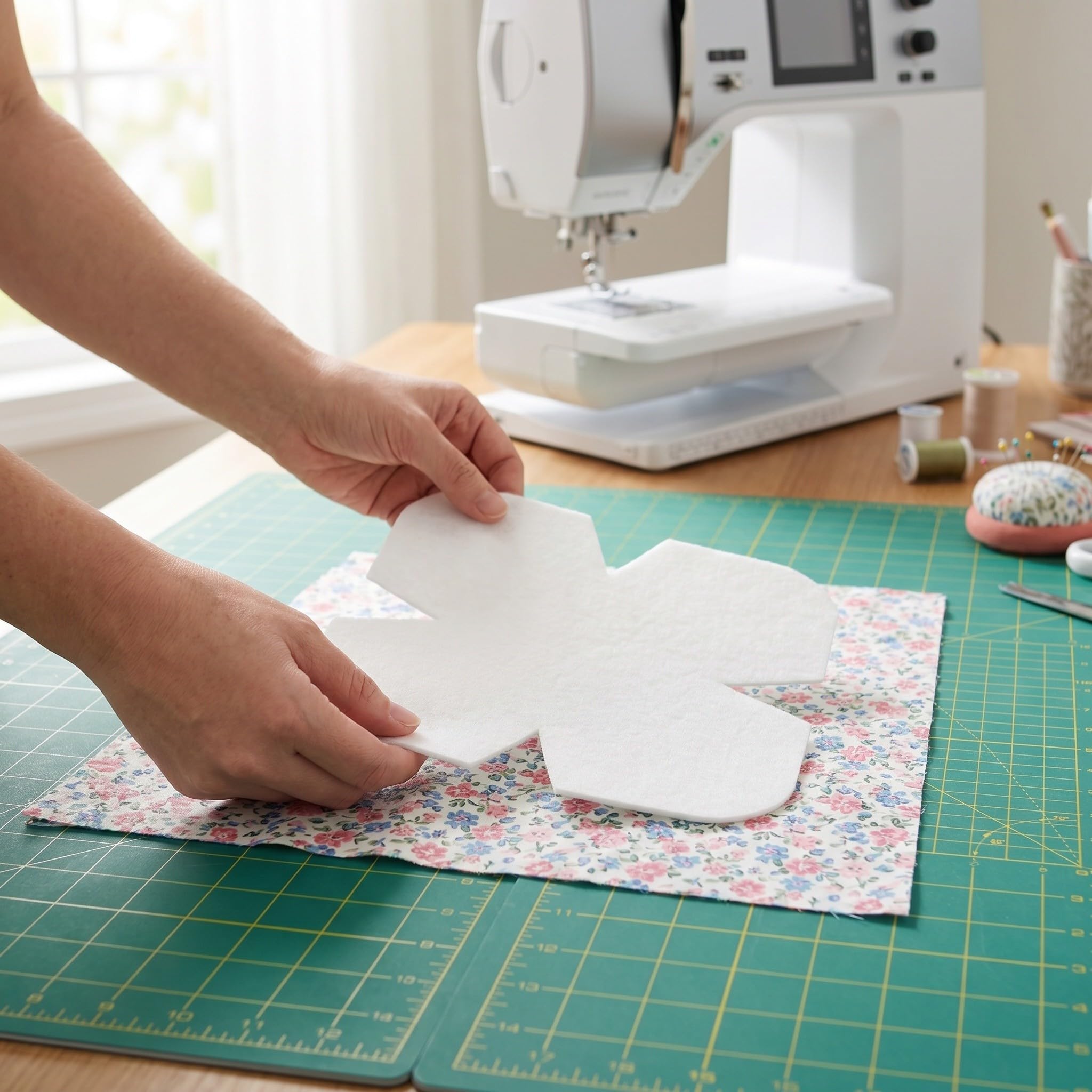 Kisangel 36 Stück mikrowellengeeignete Schüsselwärmer-Vorsatzwatte, 6 Größen vorgeformte Quiltwatte, Zuschnittschablonen für Stofffalten zum Selbernähen von Schüsselwärmern (7, 8, 9, 10, 11, 12