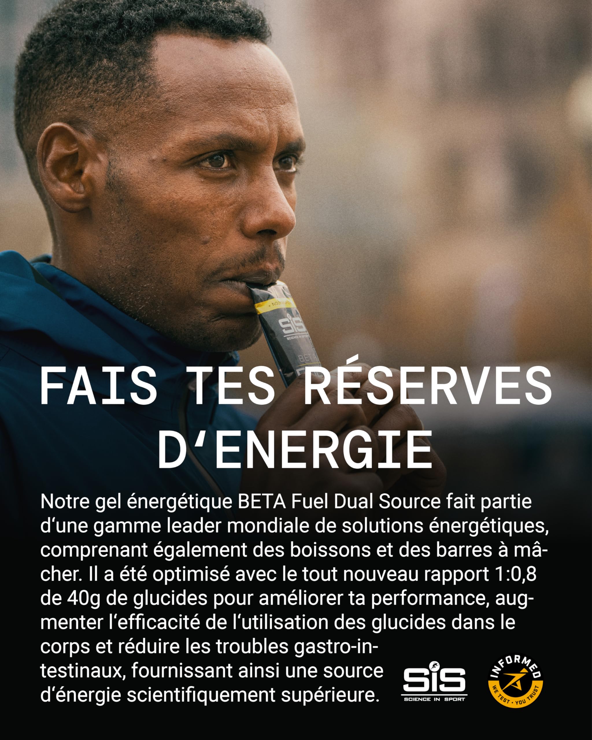 Science in Sport BETA Fuel Dual Source Gel 30 x 60ml Orange - Gel énergétique riche en glucides avec 40g de glucides - gel énergétique facilement digestible pour des performances optimales