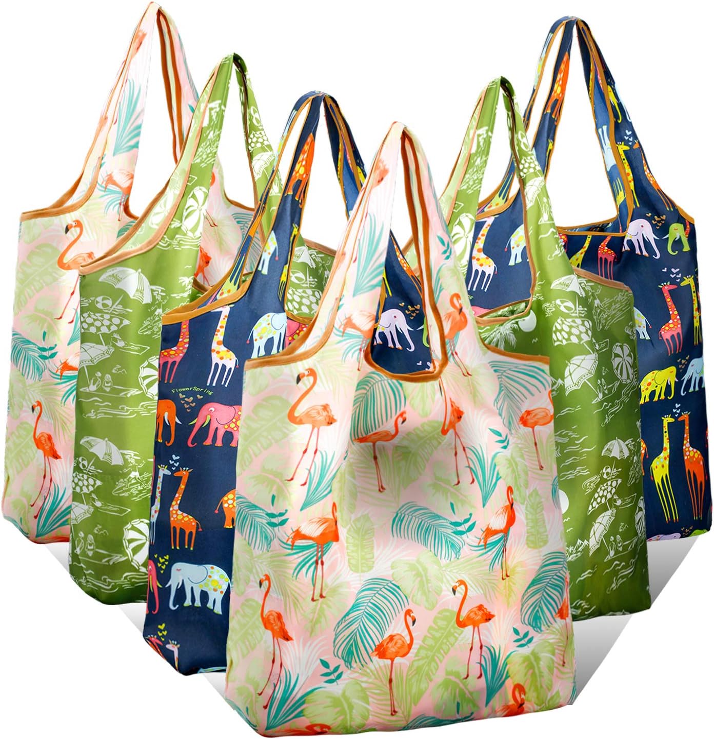Shopping Bags Reusable Foldable Grocery Bags with Attached Pouch Bulk Cloth Gift Bags Mathine Washable Lightweight