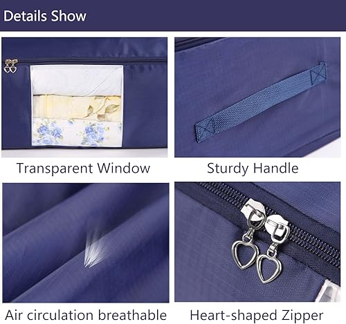 Miniatura 3 de VEAMOR Paquete de 2 bolsas de almacenamiento de edredón, ropa de cama, mantas, organizadores de ropa con cremalleras, transpirables y resistentes a