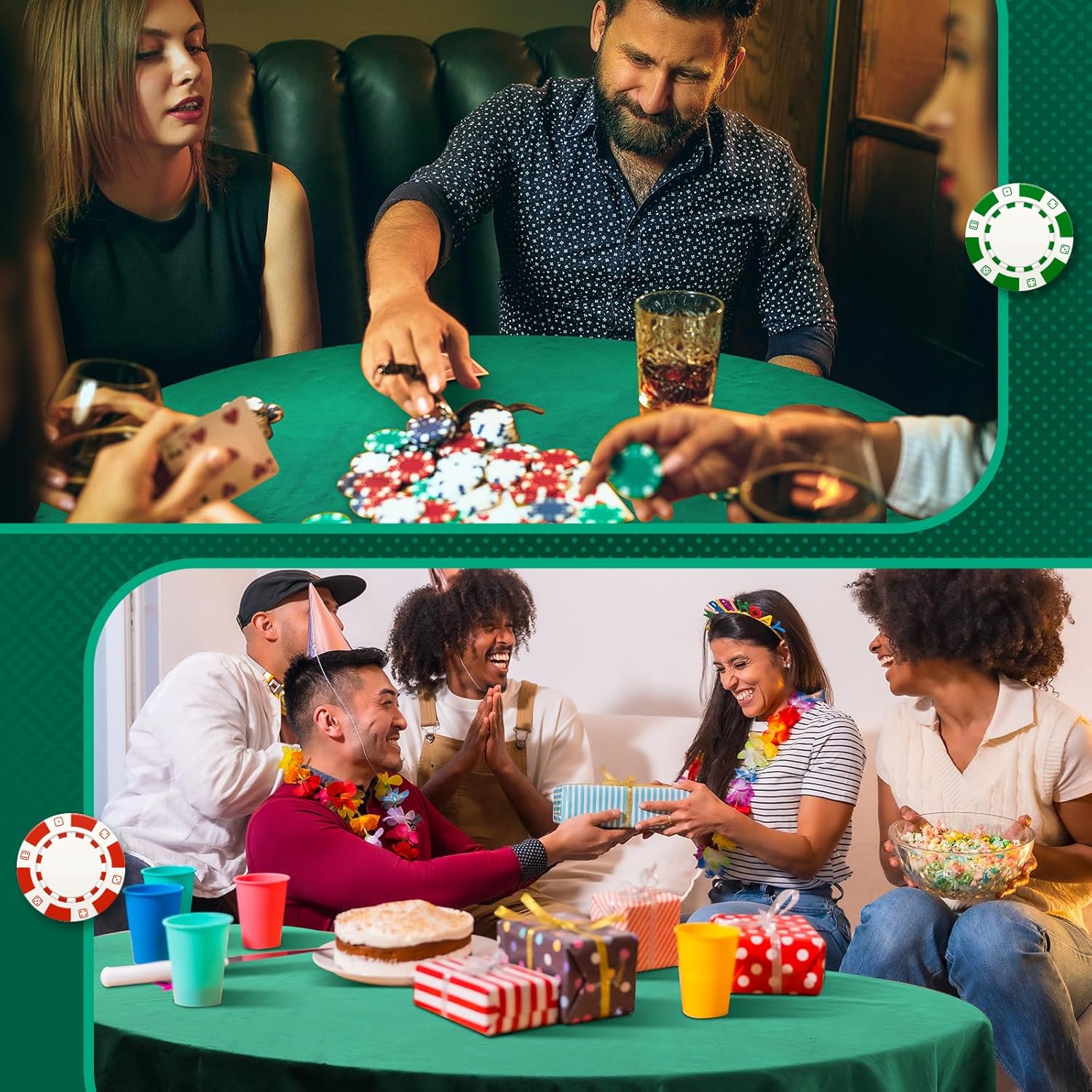 SmoothNovelty 49" Green Velvet Poker Table Cover for Mahjong, Card Games, Noise Reducing, Slip Prevention, Smooth Fabric Round Table Tablecloth for Board and Dice Games