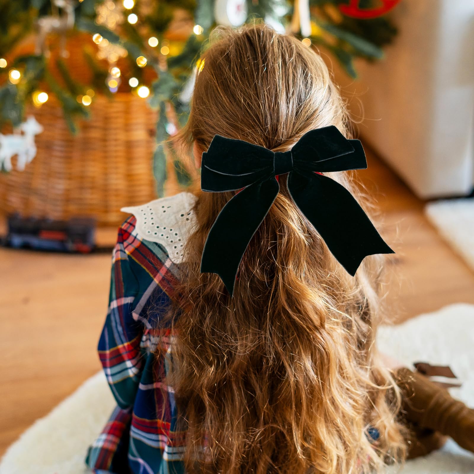 Bliceon 2Pcs Black and Burgundy Hair Bows, Velvet Big Hair Clips for Women Girls, Toddlers and Teens, Bow Ponytail Holders - Image 4