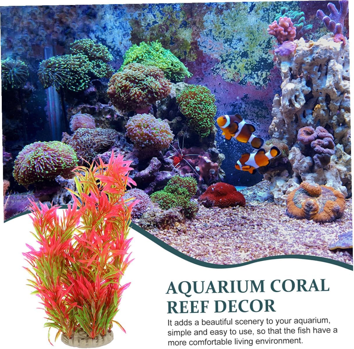 2 Pcs Aquarium Decoration Artificial Plastic Plants Betta Fish Tank Accessories Orange Color Freshwater Aquatic Plant Décor for Fish Tank Landscaping