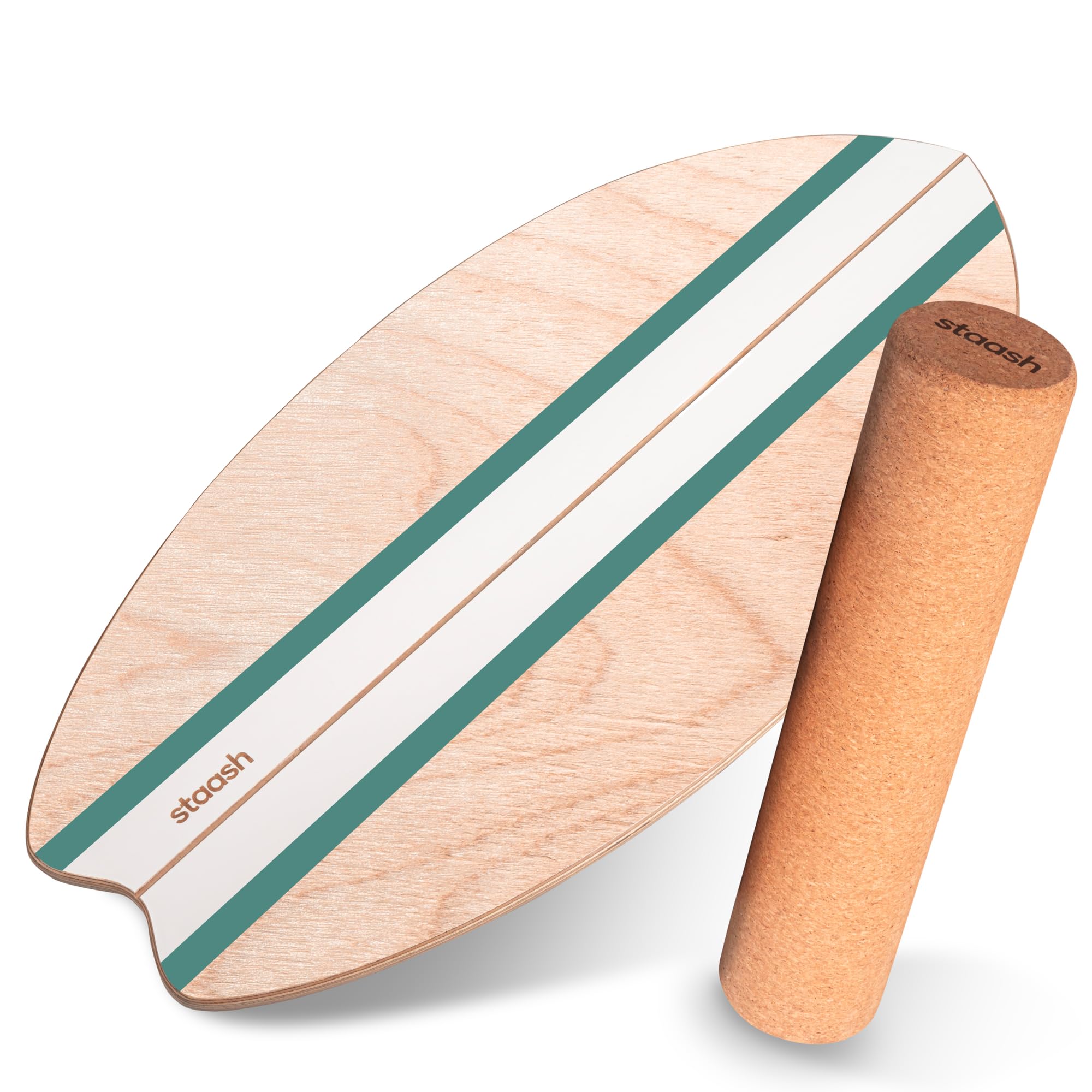STAASH® Pro Balance Board – Tavola Propriocettiva con Rullo, Tappetino e Accessori + Video | Kit 5in1 per Fitness, Yoga, Riabilitazione (Starter o Full Kit) (Kit iniziale Verde)