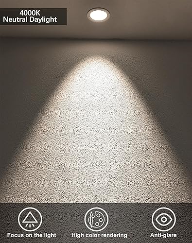 Miniatura 5 de Bombillas LED regulables GU10, 5 W 50 W, 4000 K blanco natural, paquete de 6, ahorro de energía, 35000 horas para iluminación empotradapistapunto