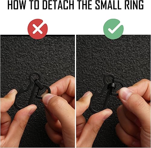 Miniatura 5 de KeyUnity KM14BK Titanium EDC Bottle Opener Keychain Clip with D Ring &amp; KA15BK Swivel Ring Bundle