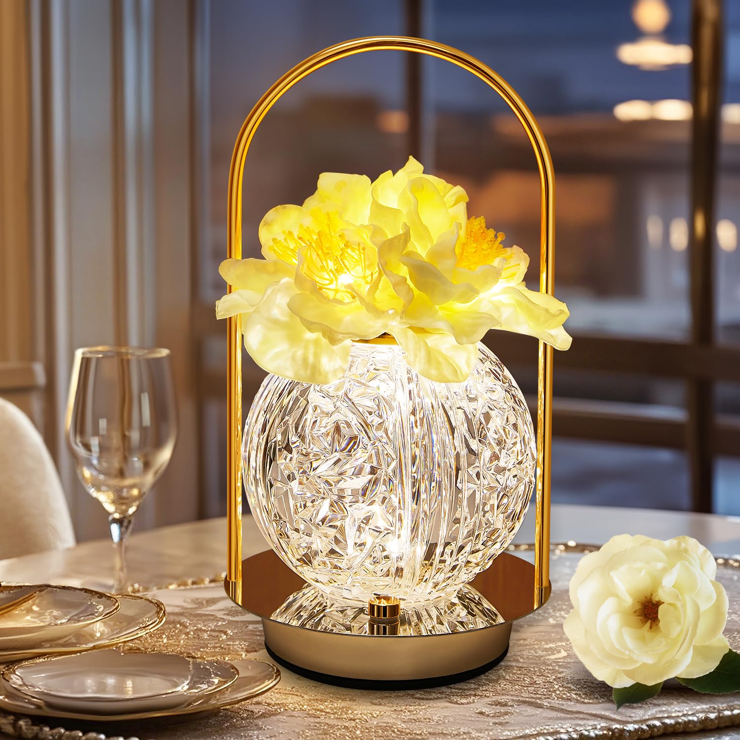 温かみのある牧歌的なベッドサイドランプローズフラワーデスクデコレーシwu1 温かみのある牧歌的なベッドサイドランプローズフラワーデスク