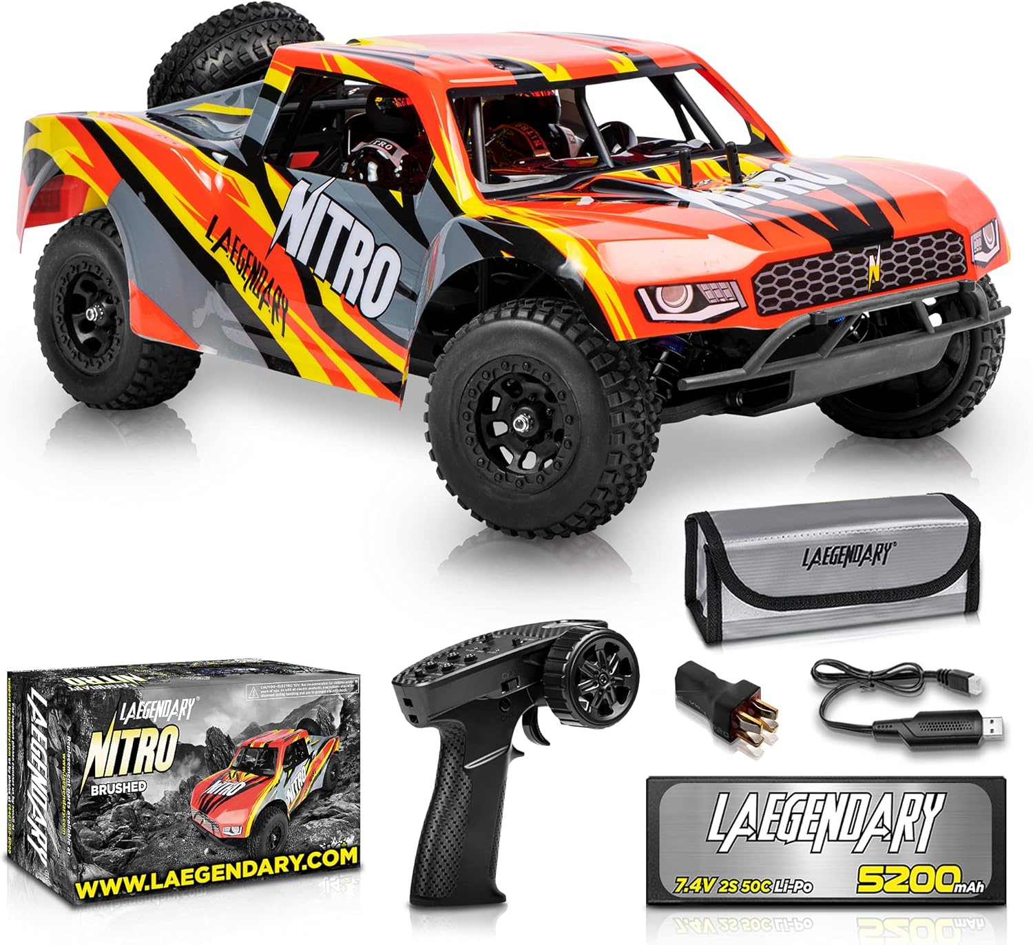 1:10 Scale Brushless RC Cars 65+ km/h Speed - Boys Remote Control Car 4x4 Off Road Monster Truck Electric - All Terrain Waterproof Toys for Kids and Adults -2 Body Shells + Connector for 30+ Mins Play : Toys & Games