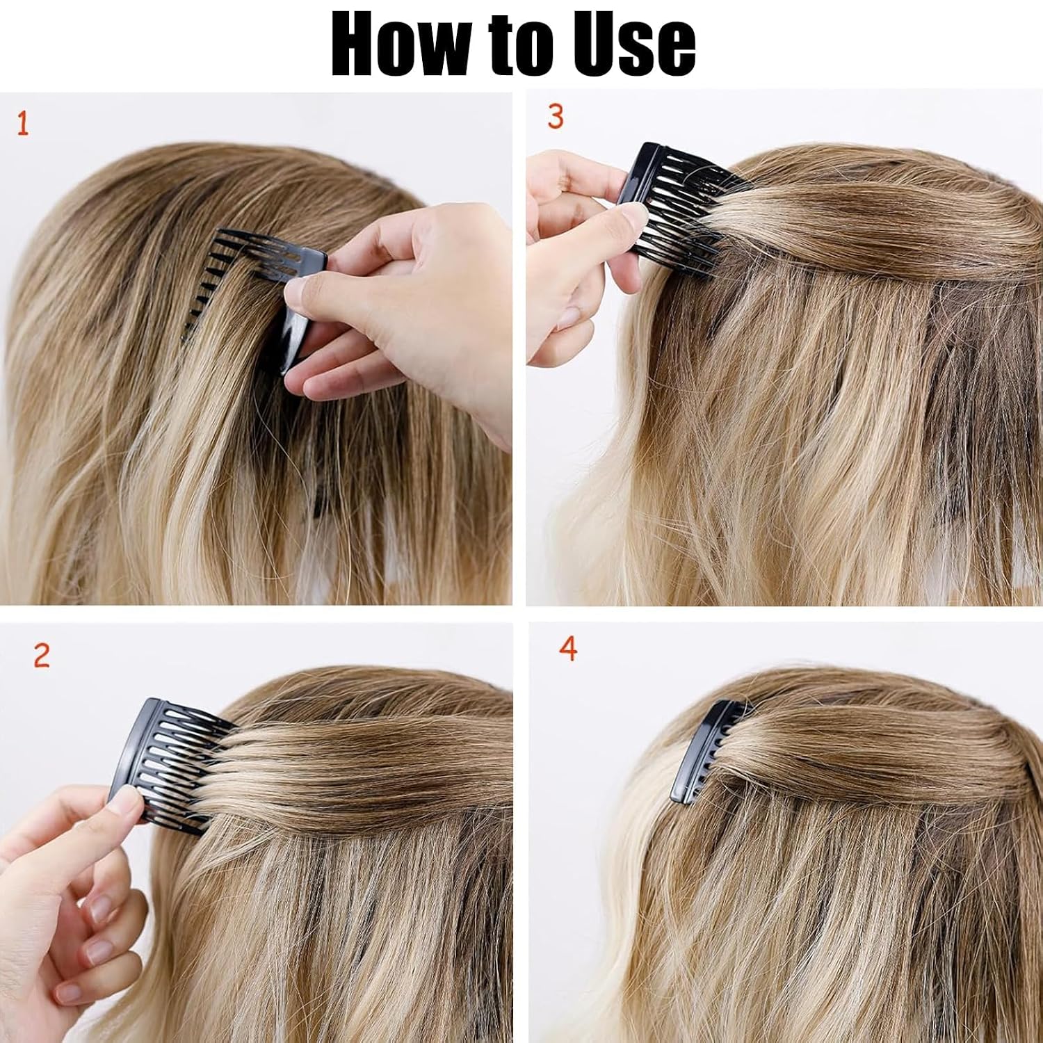 6 Pcs French Hair Side Combs for Women Bun Small Twist Hair Decorative, Strong Hold Clips for Women Bun(Brown, Black, White)