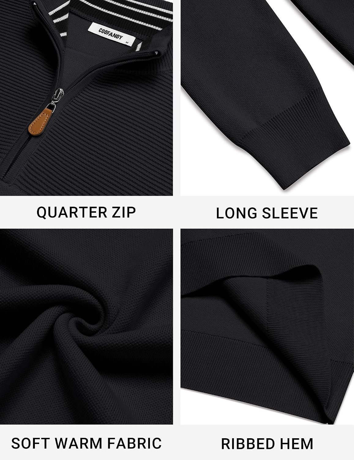 COOFANDY Men's Quarter Zip Sweater Casual Lightweight Knit Pullover Sweater