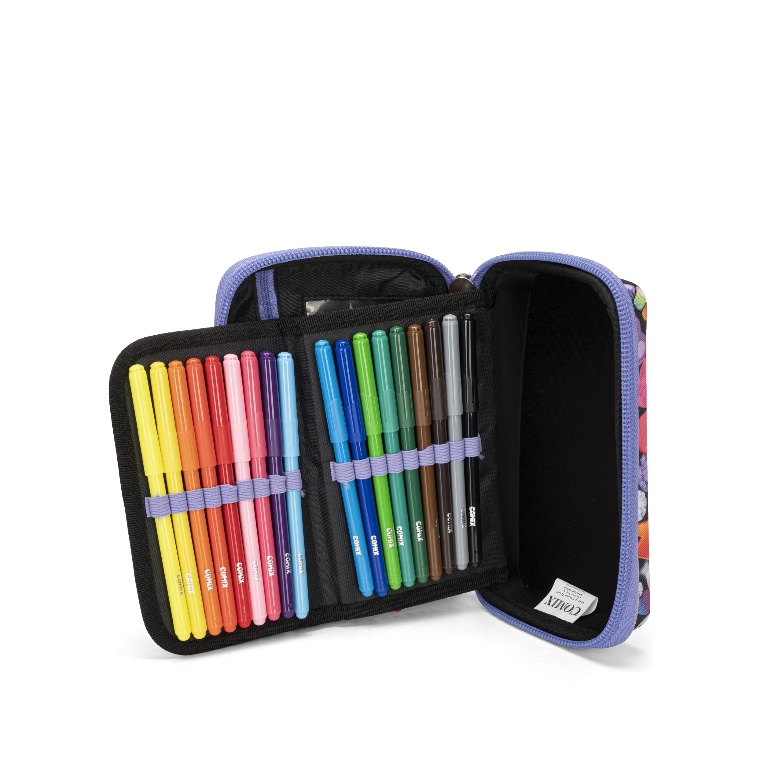Astuccio Scuola, Astuccio Maxi Zip per Bambini e Ragazzi, con Set Cancelleria Incluso, Cover Metal Iridescente, Rigido con Maxi Logo e Tirazip in Metallo, 21 x 14,5H x 6,5 cm