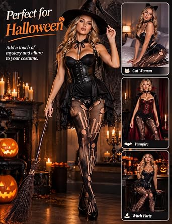 Women's Ripped Tights High Waist Fishnet Stockings Halloween