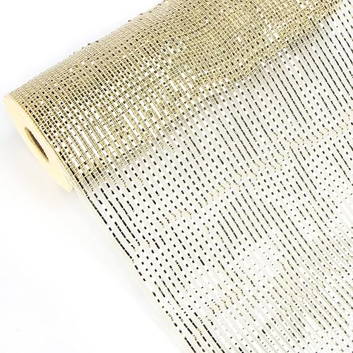 Miniatura 6 de Ribbli Cinta de malla metálica dorada champán de lujo para árbol de Navidad, guirnalda de boda, 10 pulgadas x 30 pies (10 yardas)