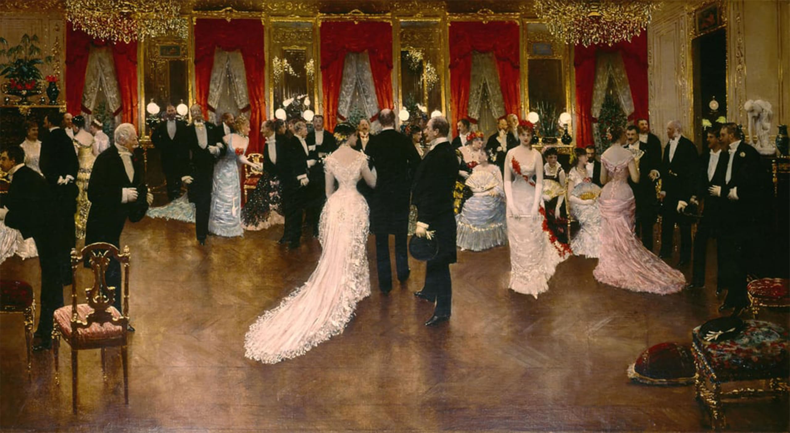 SERENDIPITP Vintage Wall Art Canvas Nordic Poster Canvas Print Picture the Ball by Jean Beraud Wall Art Poster for Home Decor 60x90cm