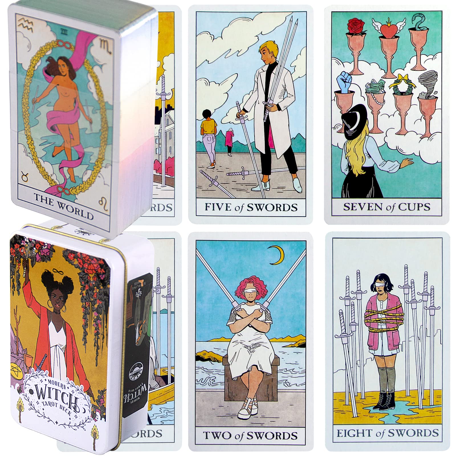Modern Witch Tarot Deck, 80 Modern Tarot Cards with Gilded Edge