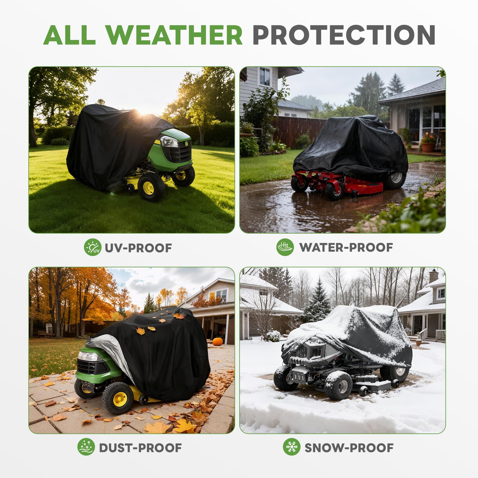 Funda para Tractor Cortacsped - alouweekuky, Oxford 420D Cubierta para Cortacésped de Equitación 183x137x117 cm, Cubierta del Tractor de Jardín al Viento, A la Lluvia, al Polvo y a los Rayos UV
