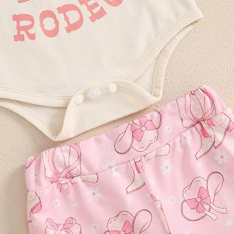 Western Baby Girl Summer Clothes My First Rodeo Shirt Romper Bell Bottoms Flare Pants Set 3Pcs Infant Cowgirl Outfit