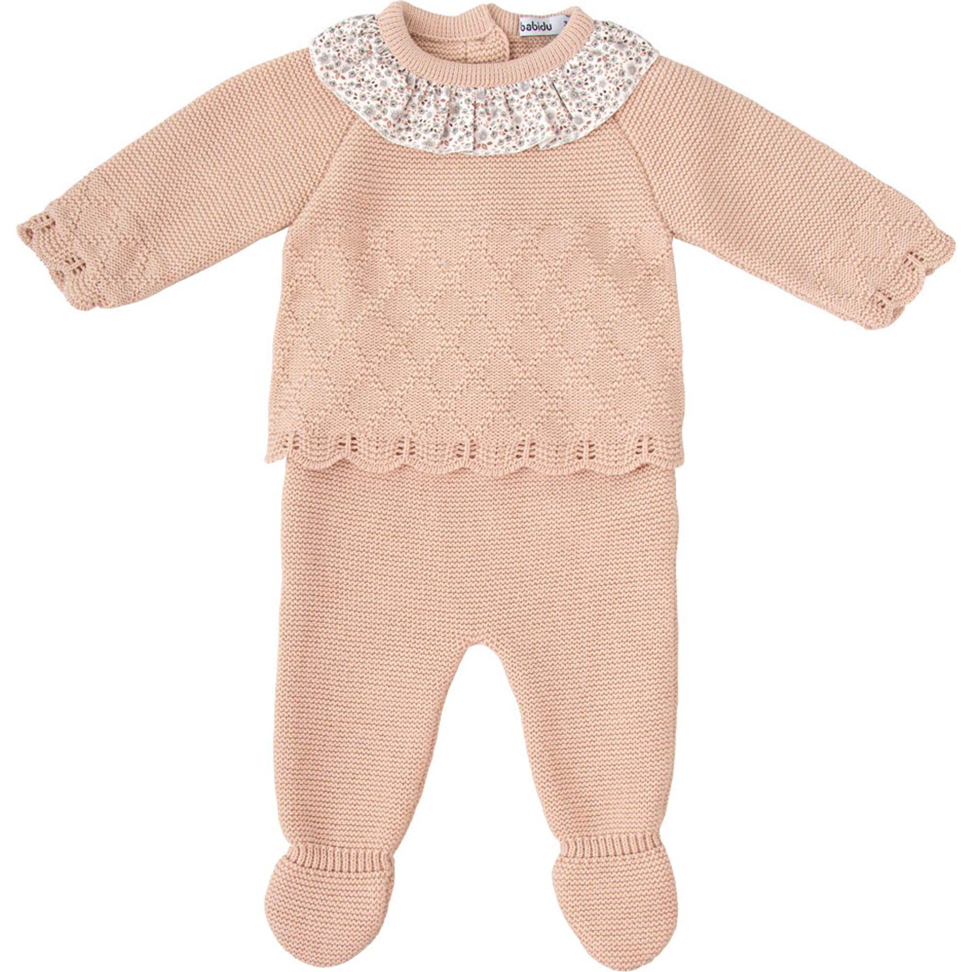 BABIDU Conjunto Punto Bebé Niña Dos Piezas, Tejido Suave y Cálido, Ideal para Recién Nacido, Comodidad y Estilo para el Día a Día