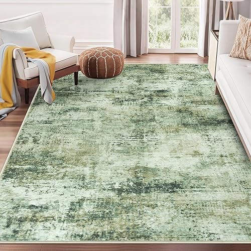Miniatura 29 de Alfombra de área para sala de estar: alfombra lavable de 5 x 7 con respaldo antideslizante, no desprende pelo, resistente a las manchas, plegable